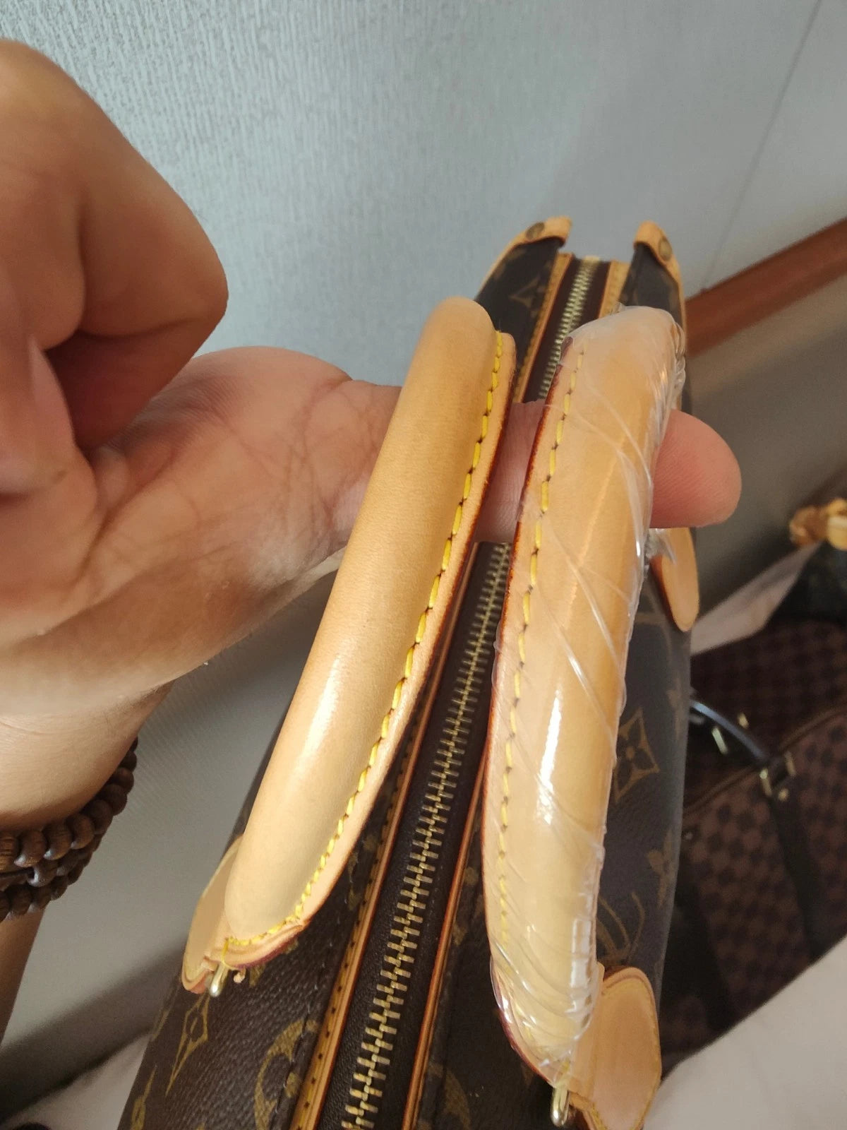 Louis Vuitton Monogram Top Handle Handbag Vintage Women Brown