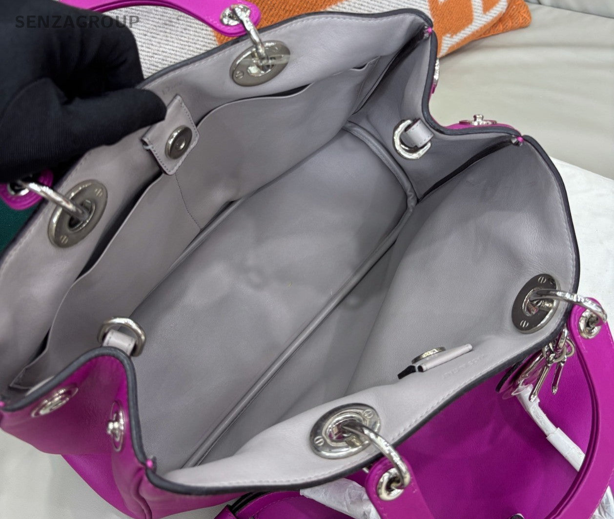 Christian Dior Diorissimo Vip MM Top Handle Bag Purple Silver Used Women Classic
