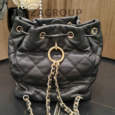 Chanel Quilted Chain Backpack Small Black Gold Classic Fashion Women