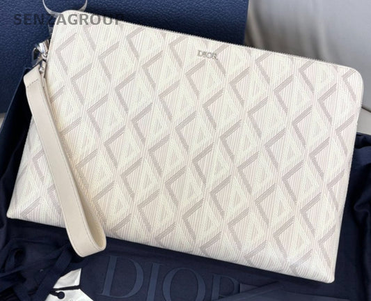 Christian Dior Diamond Clutch Bag Cream Women