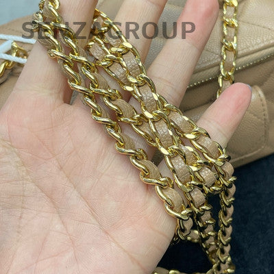 Chanel 22K Beige Long Box Bag Gold Hardware Calfskin Quilted Shoulder Bag