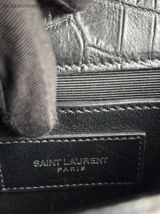 YSL Saint Lauren Kate Chain Shoulder Crossbody Bag Black Silver Classic