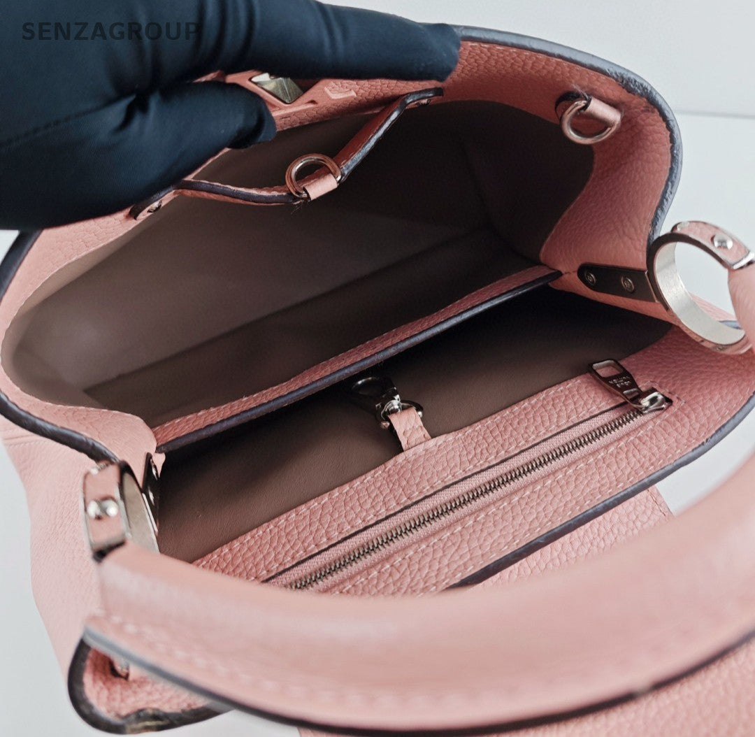 Louis Vuitton Capucines BB Top Handle Bag Crossbody Pink Silver Women Classic