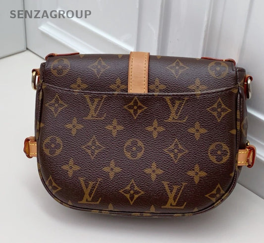 Louis Vuitton Monogram Saumur Shoulder Bag Crossbody Brown Gold Women Classic