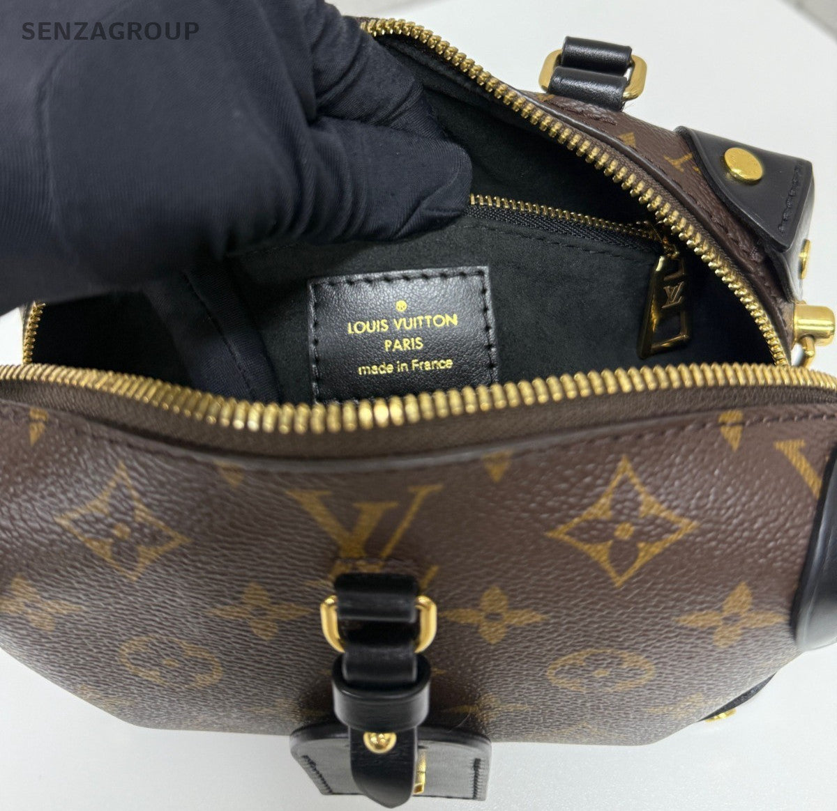 Louis Vuitton Petite Malle Monogram Top Handle Shoulder Crossbody Bag Brown