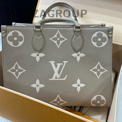 Louis Vuitton Monogram OnTheGo Tote Bag Medium Grey Gold Women's Fashion