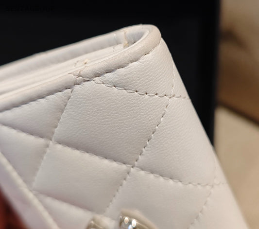 Chanel 24S Clutch White Silver Diamond Used Women Classic