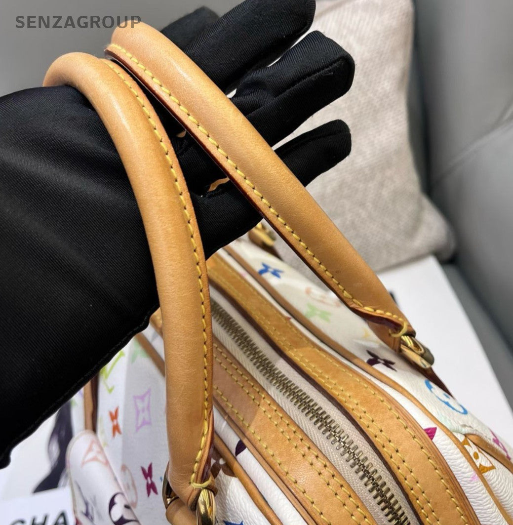 Louis Vuitton Monogram White Multicolor Top Handle Bag Women Classic Fashion