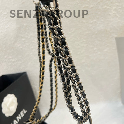 Chanel Gabrielle Hobo Bag Black Gold Small Chevron Chain Shoulder Bag