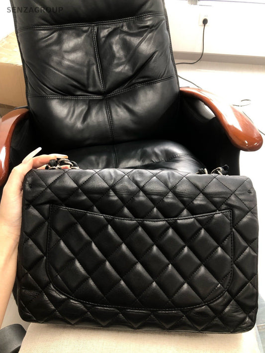 CHANEL Classic Flap Jumbo Diamond Pattern Chain Shoulder bag Black Silver Women