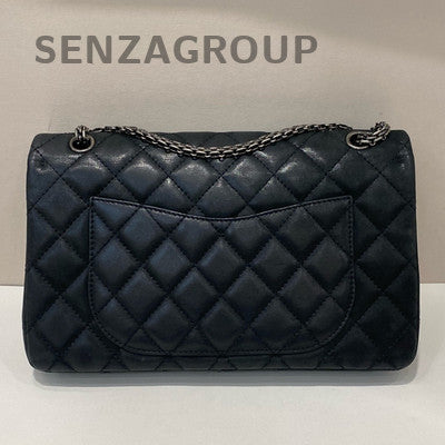 Chanel Classic Quilted Lambskin Chain Shoulder Bag Black Silver Hardware