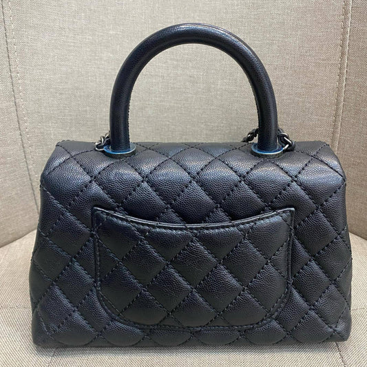 Chanel Coco Handle Small Black Silver Chain Shoulder Bag Classic Women