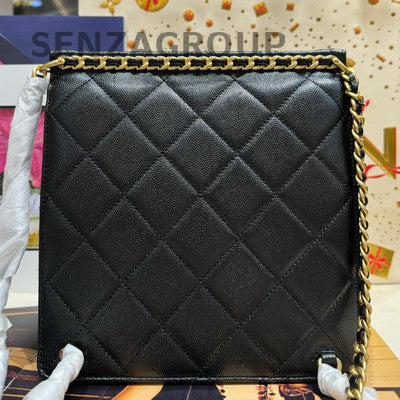 Chanel Quilted Chain Backpack Black Gold Classic Fashion Women's Bag