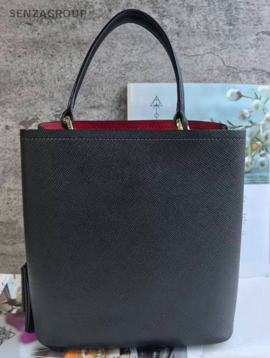 Prada Panier Bucket Black Gold Handbag Crossbody Used Women Classic