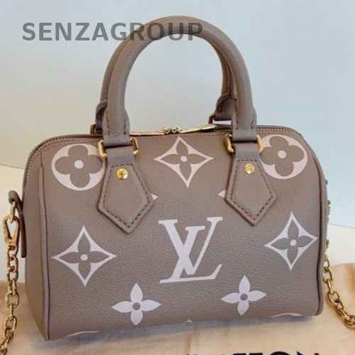 Louis Vuitton Speedy20 Monogram Top Handle Bag Crossbody Gray Gold Women Classic