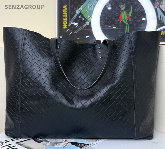Bottega Veneta Woven Tote Handbag Black Used Women Classic Fashion