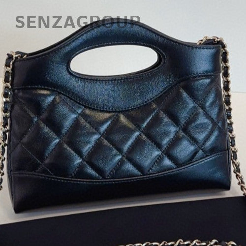Chanel 24C Mini Top Handle Bag Chain Crossbody Black Gold Women Classic Fashion
