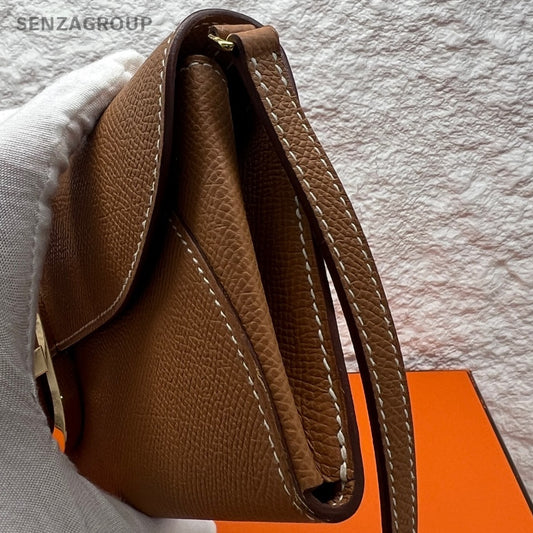Hermès Maillon Brown Gold E Stamp Leather Shoulder Crossbody Bag Women