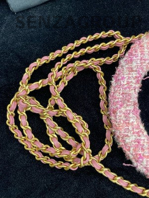 Chanel 24P Kelly Tweed Pink Gold Chain Shoulder Bag Women's Fashion