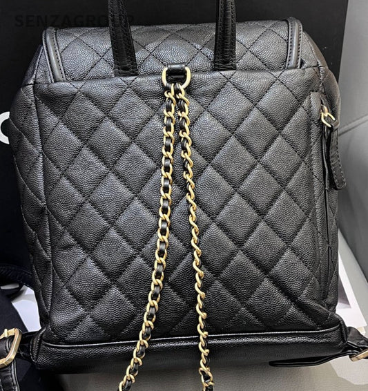 Chanel Vanity Case PM Backpack Black Gold Used Women Diamond Classic