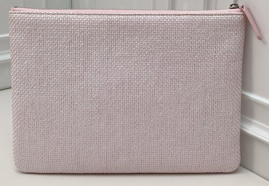 Clutch Chanel com zíper rosa usada designer clássico feminino-