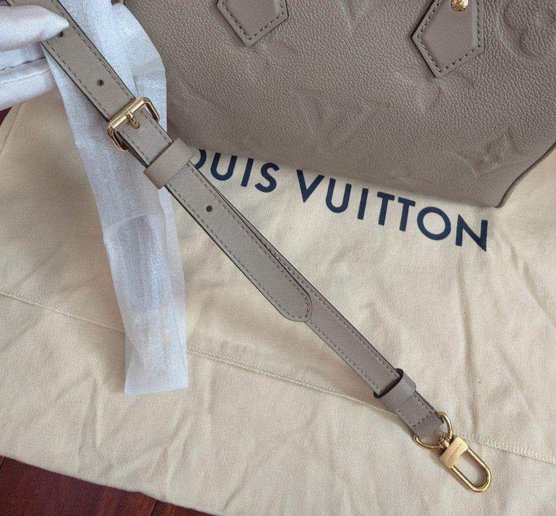 Louis Vuitton Speedy25 Monogram Top Handle Crossbody Gray Gold Women Classic