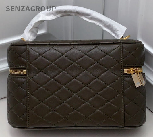 Saint Laurent Gaby Mini Lambskin Top Handle Bag Crossbody Green Gold Women
