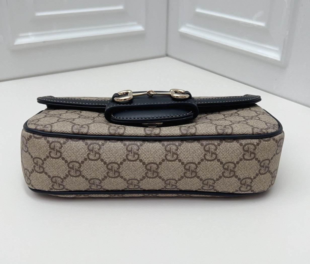 Gucci Horsebit1955 Ophidia Shoulder Bag Crossbody Beige Black Gold Unisex Adults