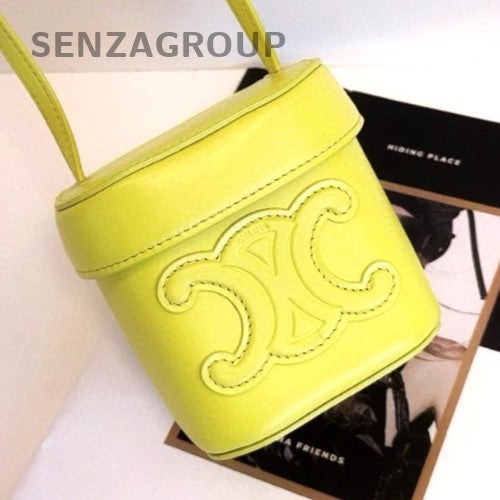 CELINE Triomphe Box Relief sculpture mini Lemon Yellow Crossbody bag Women