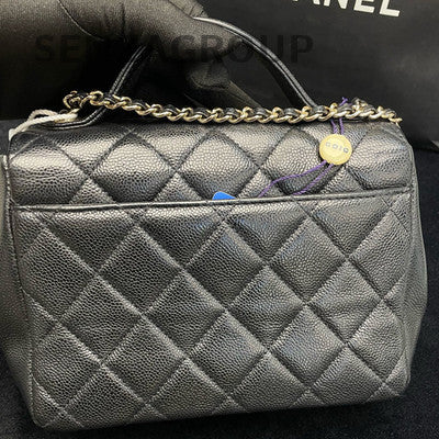 Chanel Black Calfskin Messenger Bag Small Gold Chain Shoulder Crossbody