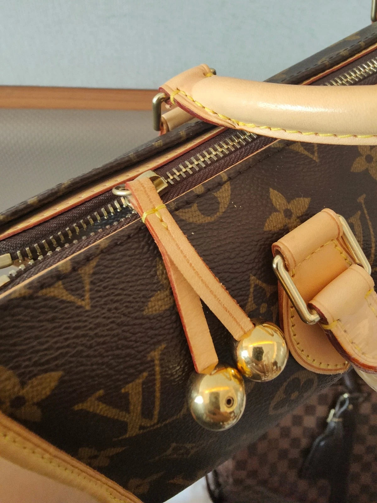 Louis Vuitton Monogram Top Handle Handbag Vintage Women Brown