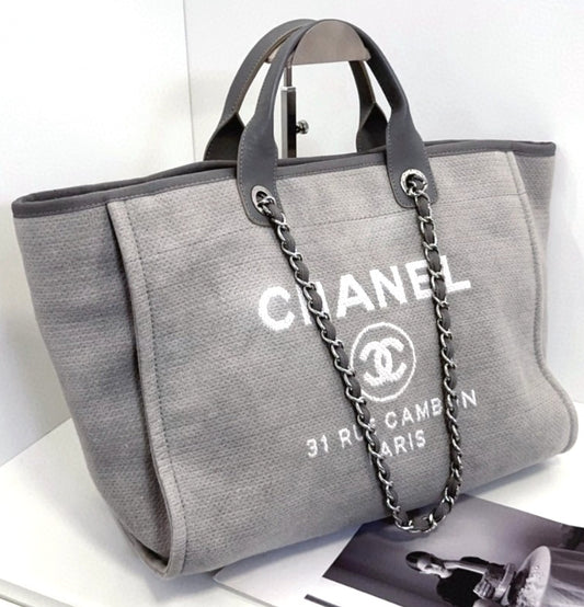 CHANEL Beach Series tote Classic Logo Light gray Shoulder bag Women Summer