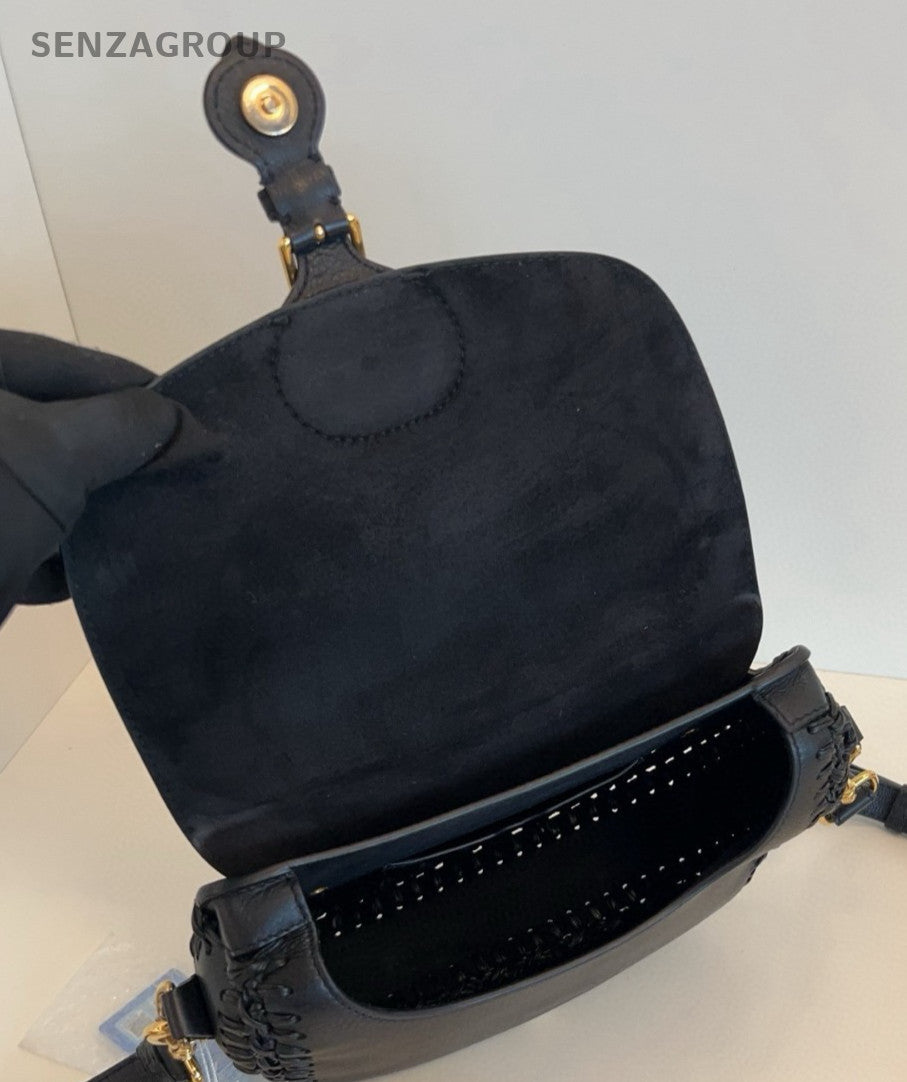 Christian Dior Bobby Frame MM Calfskin Shoulder bag Women Crossbody Black Gold