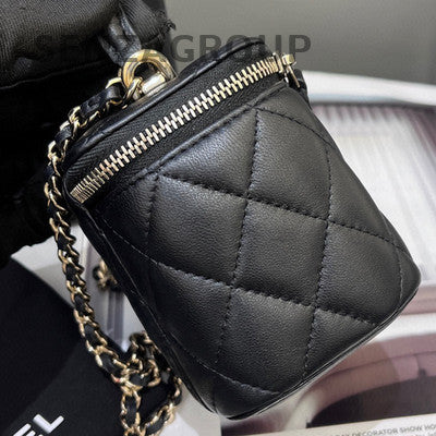 Chanel Black Gold Lambskin Mini Chain Shoulder Crossbody Bag Classic