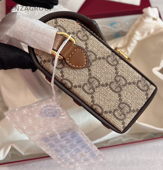 GUCCI Horsebit 1955 Monogram Shoulder bag Crossbody Brown Women Brand NEW