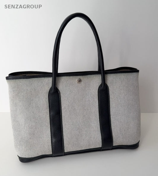 Hermes Garden Party 36 Tote Canvas Gray Handbag Women