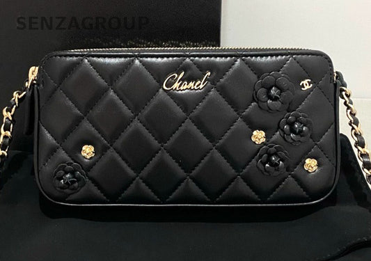 CHANEL Camellia Woc Chain Shoulder bag Lambskin Women Crossbody Almost Brand NEW