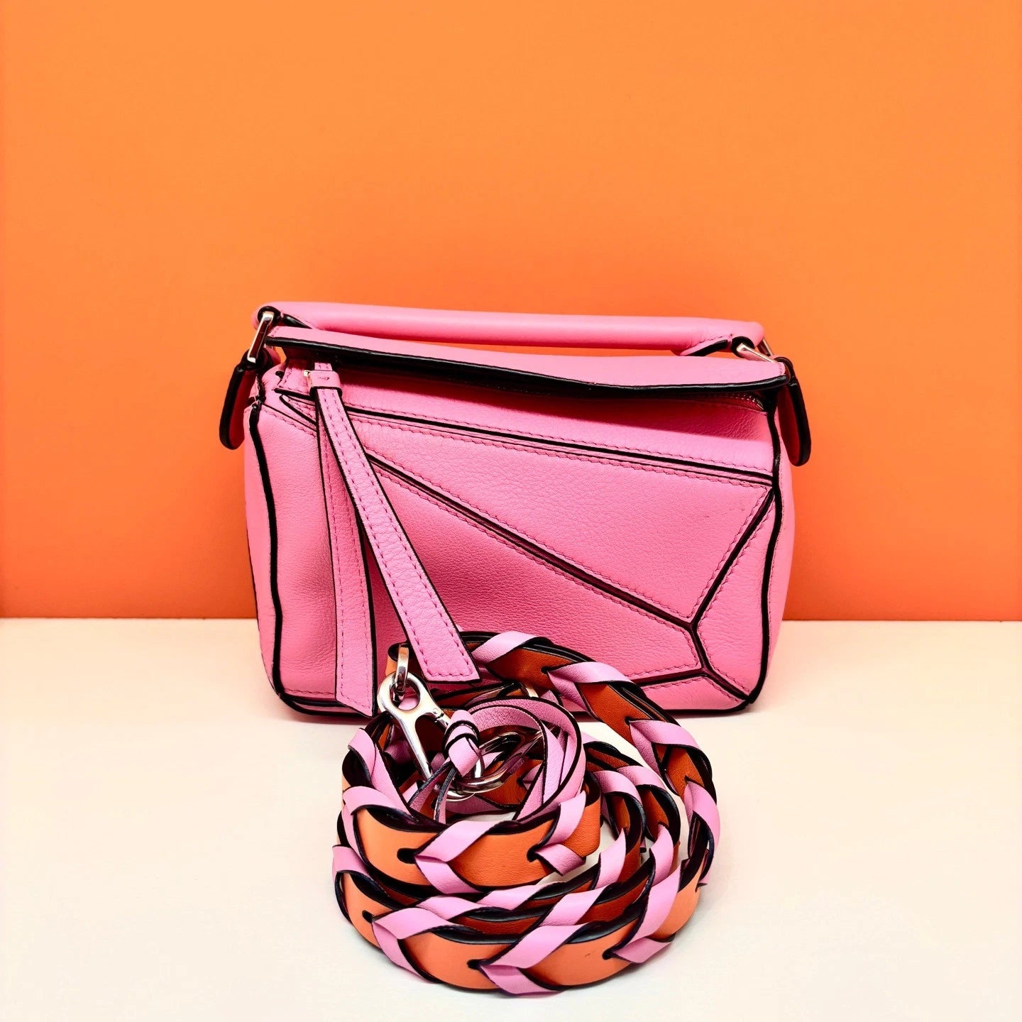 Loewe | Puzzle Mini 2way Pink Top Handle Bag Crossbody | Pre-Owned