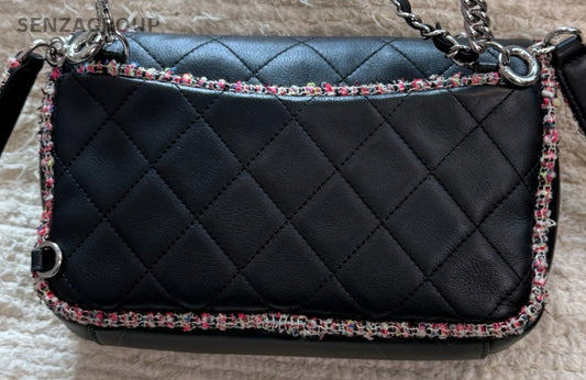 Chanel 19S Chain Shoulder Bag Crossbody Black Blue Used Women Designer