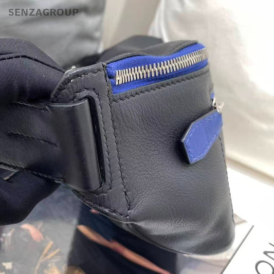 Hermes Cityslide Black Blue Swift Leather Shoulder Bag for Women