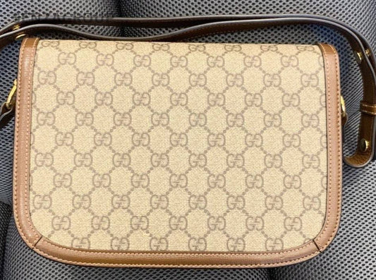 Gucci Horsebit MM Shoulder Bag Brown Gold Used Women Classic Designer