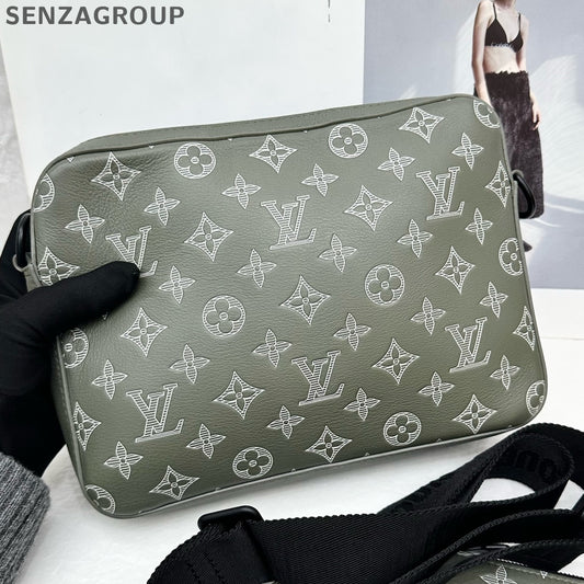 Louis Vuitton Trio Leather Embossed Messenger Crossbody Bag Unisex