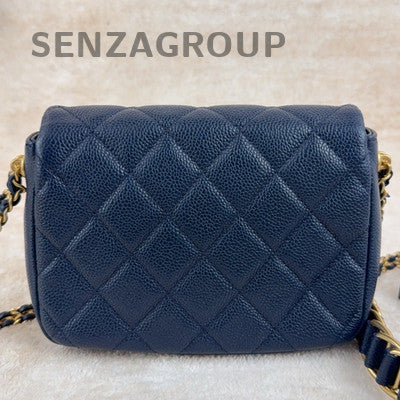 Chanel Blue Quilted Gold Coin Chain Shoulder Crossbody Bag Classic