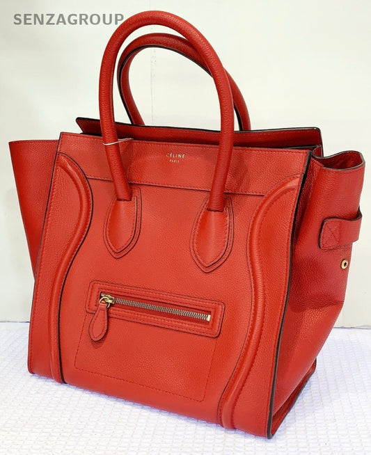 CELINE Micro Luggage tote Top Handle Handbag Women Red