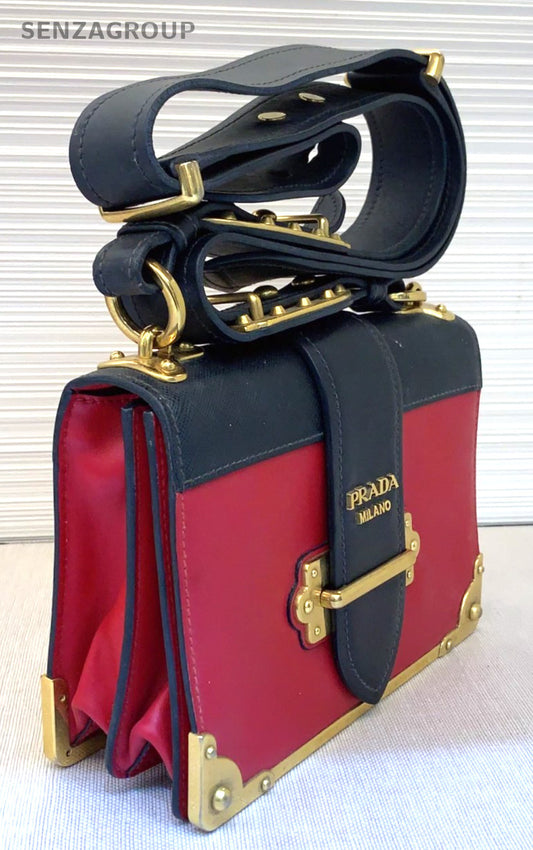 PRADA Cahier Box Shoulder bag Women Crossbody Back Red