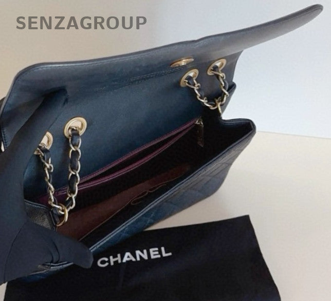 Chanel Classic Flap MM CC Filigree Flag Chain Shoulder Bag Black Women Fashion