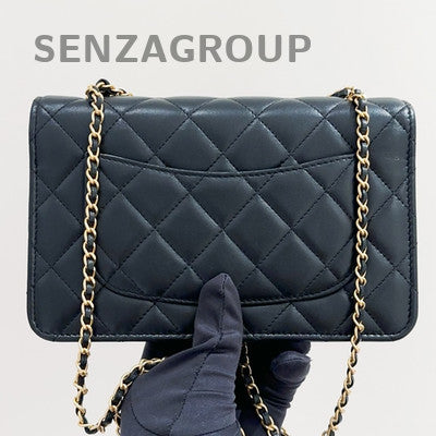Chanel Black Gold Lambskin WOC Chain Shoulder Crossbody Bag Classic