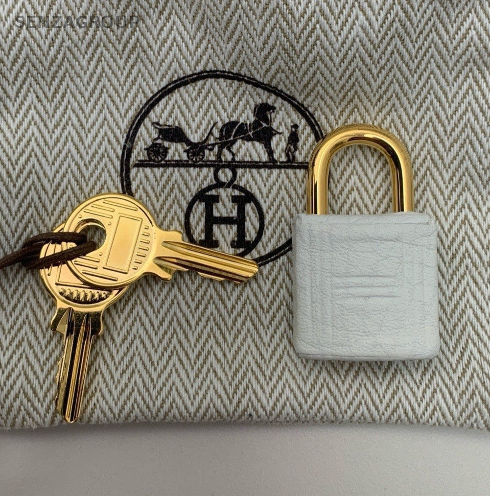 Hermes Picotin Top Handle Bag White Gold Used Women Classic Fashion