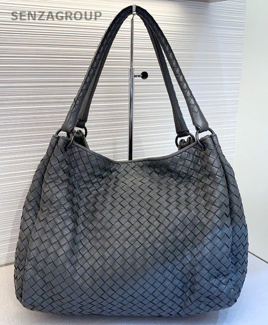 Bottega Veneta Weaving Tote Leather Shoulder bag Women Handbag Classic Gray