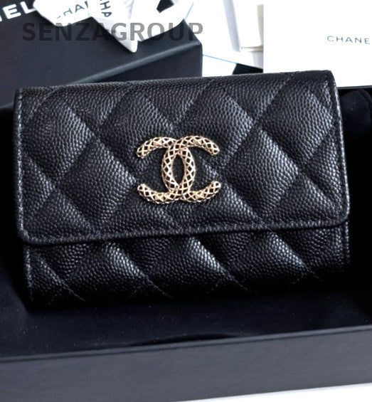CHANEL CC Card pack Calfskin Black Chip Version Almost Brand NEW